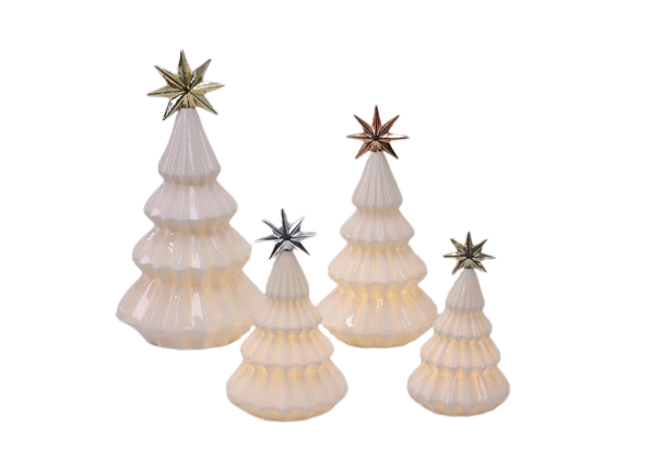 White ceramic christmas tree with star light